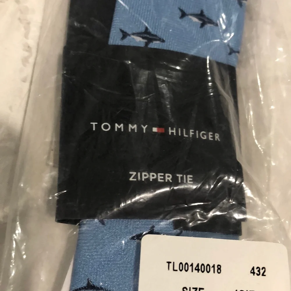 Tommy Hilfiger Blue Shark Pattern Tie